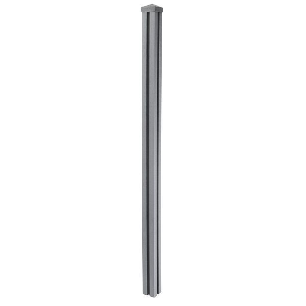 Mendler WPC-Pfosten Sarthe-WPC-Zaun, Pfeiler Pfahl, Stecksystem 1,88m, grau, 64890