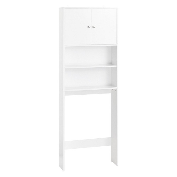 SoBuy Toilettenregal Badezimmerregal mit Schrank Waschmaschinenschrank WC-Regal mit Schrank und Ablage Weiß BHT ca. 65x182x20cm, BZR165-W