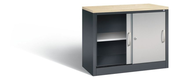 C+P Sideboard mit Schiebetüren Acurado, H720xB1000xT400mm, Farbe: Schwarzgrau / Weißaluminium, Bügelgriff, 2 OH, 5725-00 S10123