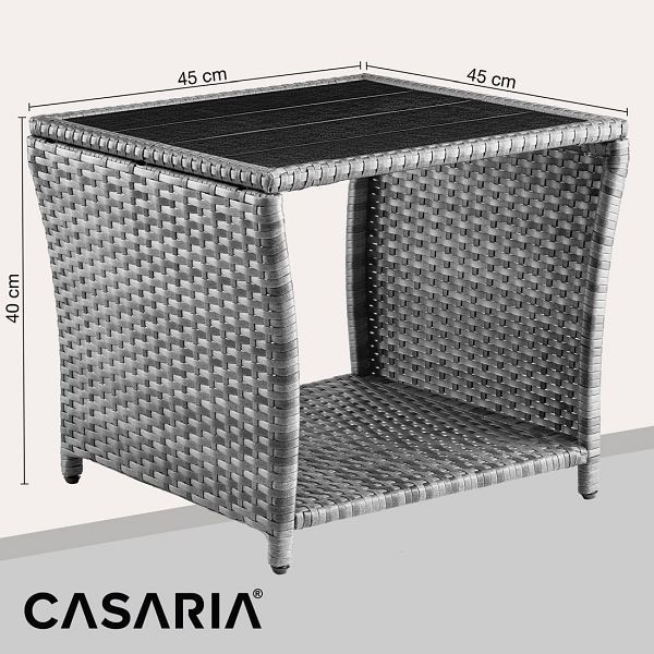 casaria Polyrattan Beistelltisch Vedis Grau 45x45x40cm, 109511