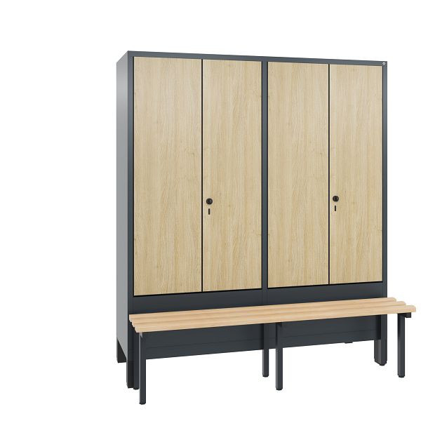 C+P Spind Evolo, 4 Abteile, H1850xB1590xT815 mm, Anthrazit/HPL Eiche, 48032-42 S10292