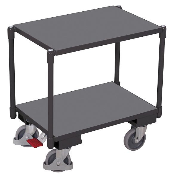 VARIOfit Euro-System-Roller mit 2 Ladeflächen, Ladefläche: 610 x 415 mm, RAL 7016 anthrazitgrau, Ladehöhe: 235 / 665 mm, sw-410.541/AG