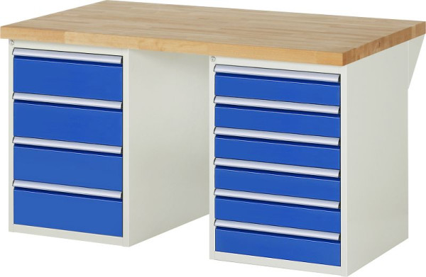 RAU Werkbank Serie 7000 - Modell 7821-3, B1500 x T900 x H890 mm, Systemunterbau B1500 x T850 x H850 mm, 03-7821A3-159B4M.11