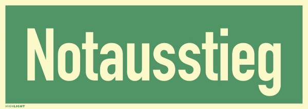 Moedel Notausstieg, Textschild, Folie, langnachleuchtend, 160-mcd, 297x105 mm, 60923
