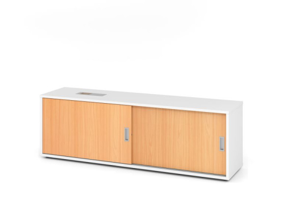 Hammerbacher Sideboard 1751S, 1,5 OH, Weiß / Buche, 160x40x52cm, 1 verstellbarer Fachboden, XMST, XDSM, XBHM, XB, V1751S/W/6