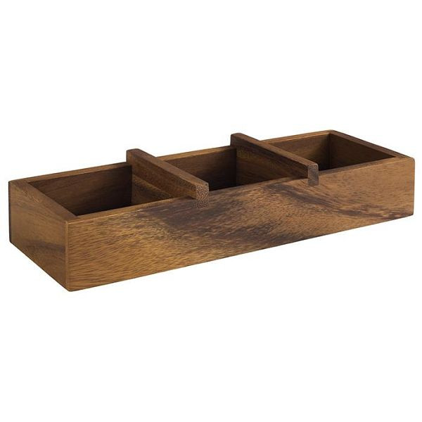APS Holzbox -TABLE-, 23,5 x 8,5 cm, Höhe: 4,5 cm, Akazienholz, unterteilt in 3 Fächer: innen: 6,5 x 6,5 cm, 11727