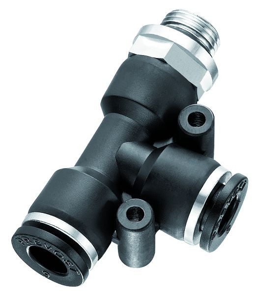 Prevost T-Stück mit seitlichem zylindrischem Außengewinde - RPT AG, AG BSPP= G 1/8, für Schlauch mit Außen-Ø= 4 mm, VE: 10 Stück, RPT AG0400