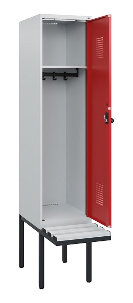C+P Spind Evolo PLUS, 1 Abteil, 1950x400x815mm, 7035/3000, Drehriegel, Sitzfläche Kunststoff, 0490405-12 S10057
