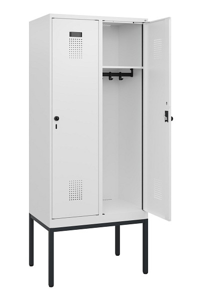 C+P Spind Evolo PLUS, Gestell, 2 Abteile, 1950x800x500mm, 9016/9016, Drehriegel, 0490305-22 S10023