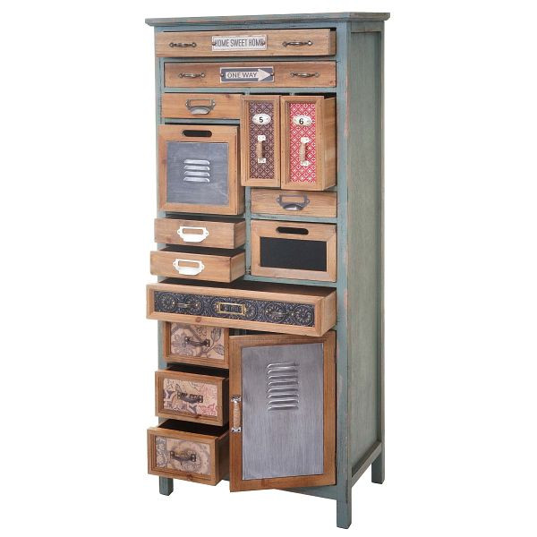 Mendler Apotheker-Schrank HWC-A43, Kommode, Tanne Holz massiv Vintage Shabby-Look 138x57x32cm, 64316