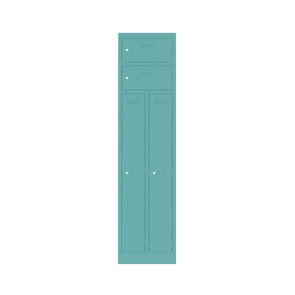 Bisley Garderobenschrank Primary Locker, Garderobenkombination 2 Abteile und 2 Fächern oben, 659 aquamarin, PLF4545D4659