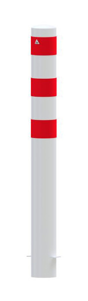 Schake Rammschutzpoller Ø 152 mm, mit 3 rot reflektierenden Streifen, weiß pulverbeschichtet, 4L151BSRO