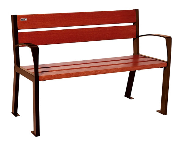 Procity Sitzbank Silaos 5 Holzlatten, 1200 mm, Mit Armlehne, Holz & Stahl, Mahagoni/Rost Korken Effekt, 209511.S025.ACAJ