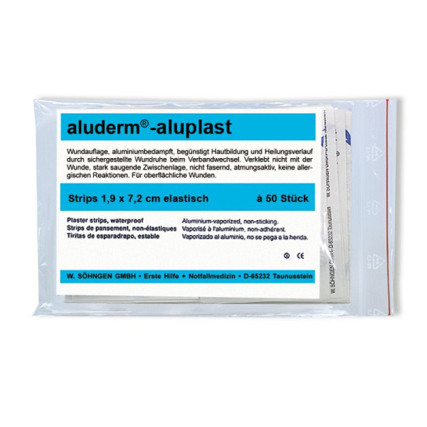 Stein HGS Pflasterstrips -aluderm®-aluplast-, 19 mm /50 Stück, stabil (widerstandsfähig und wasserfest), 25987