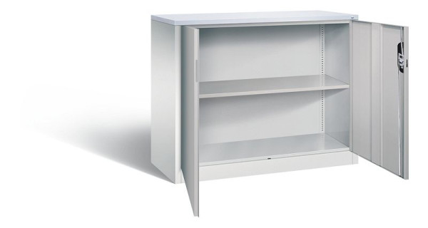 C+P Büroschrank Acurado, H1000xB1200xT500mm, Farbe: Lichtgrau / Weißaluminium, Muldengriff, 2 OH, 9486-1200 S10309