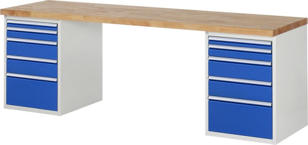 RAU Werkbank Serie 7000 - Modell 7511-3, B2500 x T700 x H890 mm, Systemunterbau B2500 x T650 x H850 mm, 03-7511A3-257B4M.11