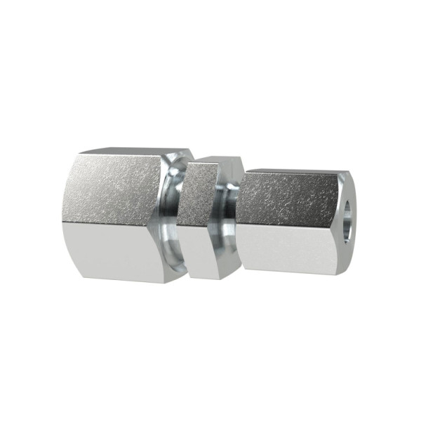 Riegler Gerade Reduzierverschraubung, Rohr-Außen-Ø Muffen 12/8 mm, PN max. 315 bar, SW1 19, SW2 22, SW3 17, Stahl verzinkt, 159320