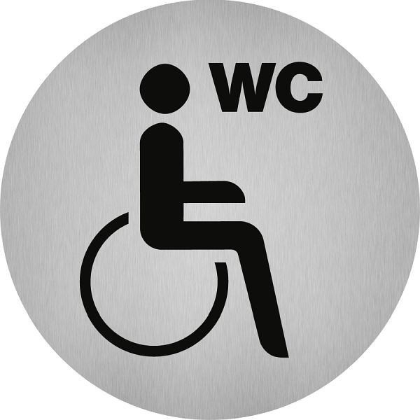Moedel Piktogramm WC Behinderte/barrierefrei, Edelstahl, selbstklebend, Ø 50 mm, 52489