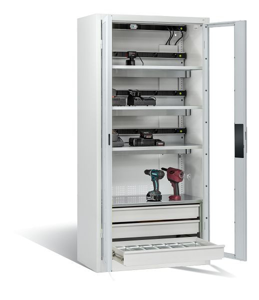 C+P Akkuladeschrank Comfort, H1950xB930xT500 mm, Lichtgrau, 8921-055E3 S10010