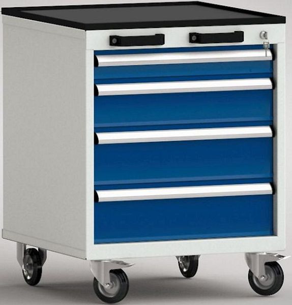 KLW Standard-Werkzeugwagen, 572 x 655 x 750 mm, mit 4-seitigem Abrollrand, inklusive Riefengummi-Auflage, Standard, FEA0600-04ESV-001