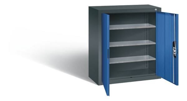 C+P Hängeschrank Serie 13, H830xB700xT300mm, Farbe: Anthrazitgrau / Enzianblau, Muldengriff, 134013-22 S10196