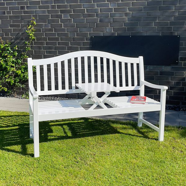 Metra Gartenbank mit Tisch aus Akazienholz weiß 3-fach lackiert, 10178