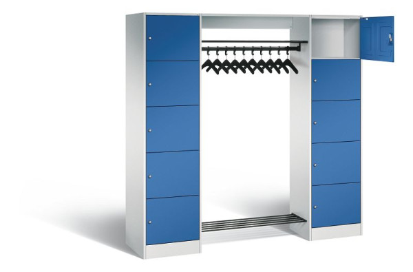 C+P Offene Garderobe Serie 8070, H1950xB1870xT480mm, Farbe: Lichtgrau / Enzianblau, 82710-00 S10001