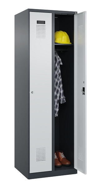 C+P Spind Evolo PLUS, 2 Abteile, 1850x600x500mm, 7016/7035, Verschluss Zylinderschloss, Ablageböden 2, 049000-20 S10044