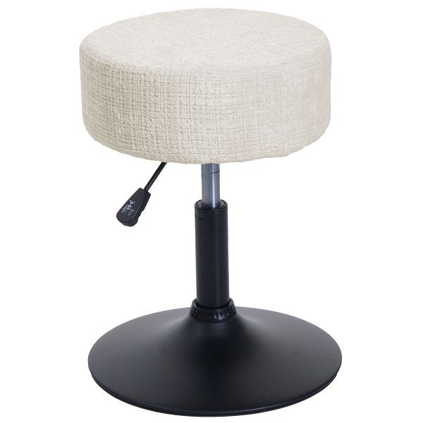 Mendler Hocker HWC-C22, Sitzhocker Schminkhocker, höhenverstellbar drehbar Ø 37cm Stoff Chenille (465g/m²) FSC®, creme-weiß, 108830