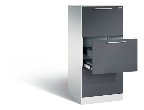 C+P Hängeregistraturschrank Asisto, H1310xB562xT600mm, Farbe: Lichtgrau / Schwarzgrau, Bügelgriff, 146224-301 S10063