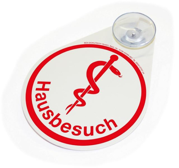 BOI Hinweisschild "Hausbesuch", mit Saugnapf, rot bedruckt, 9108-02096-001