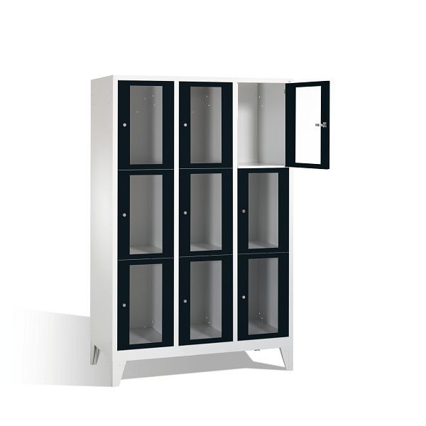 C+P Schließfachschrank Classic, H1850xB1200xT500mm, Farbe: Lichtgrau / Schwarzgrau, 8010A323 S10005