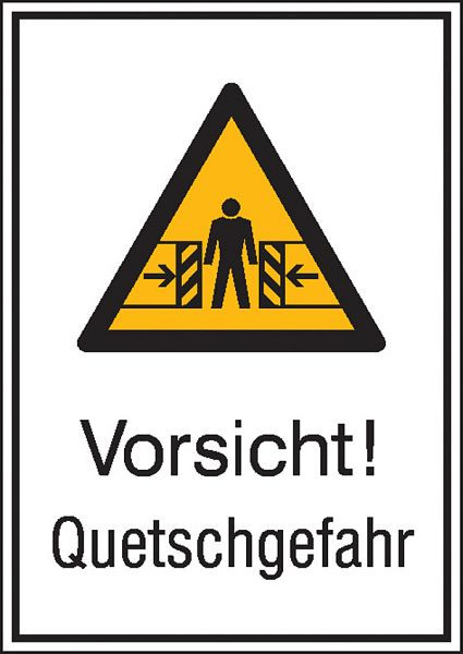 SafetyMarking Warn-Kombischild, Vorsicht! Quetschgefahr, BxH 13,1x18,5 cm, Folie, selbstklebend, 21.0449