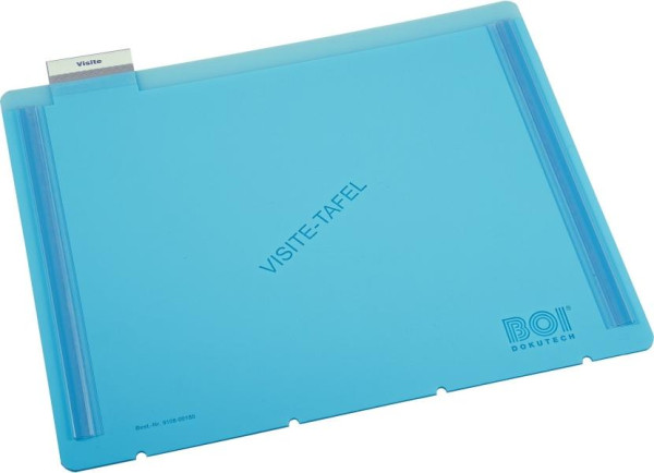 BOI Visitetafel,blau, Format 318x 252mm, je 2 Display-Profile beidseitig aufgeklebt, mit Klarsicht-Reiter, 9108-00180
