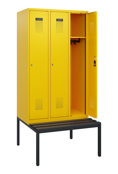 C+P Spind Evolo PLUS, 3 Abteile, 1950x900x815mm, 1023/1023, Zylinderschloss, Material Sitzfläche Kunststoff, Sitzbank, 0490505-30 S10103