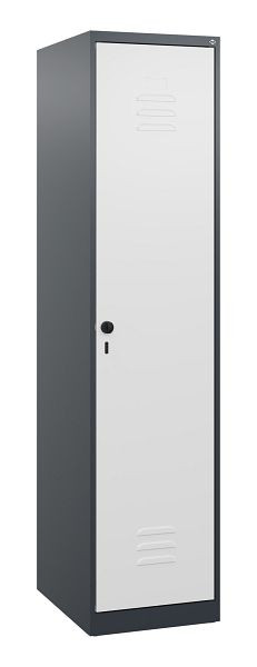 C+P Umkleidespind Classic PLUS mit Mitteltrennwand, 1700x400x500mm, 7016/7035, Drehriegel, 0800007-12F S10011