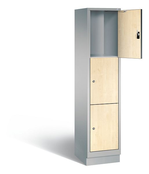 C+P Schließfachschrank Evolo, H1800xB420xT500mm, Farbe: Weißaluminium / Dekor Donau-Ahorn, 48020-123 S10144