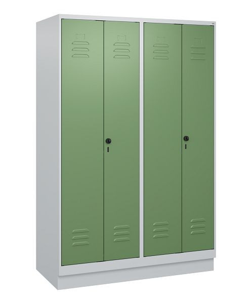 C+P Umkleidespind Classic PLUS SW, Sockel, 4 Abteile, 1800x1200x500mm, 7035/6011, Drehriegel, 0800227-40 S10006