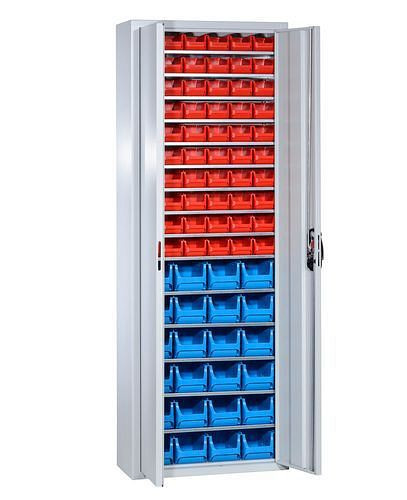 DENIOS Magazinschrank mit 84 Sichtlagerkästen pro-line A, 700 x 300 x 1980 mm, 265182