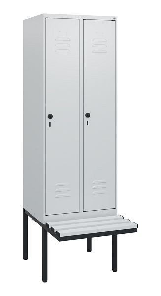 C+P Umkleidespind Classic PLUS, 2 Abteile, 1950x600x815mm, 7035/7035, Drehriegel, 0800405-20 S10039