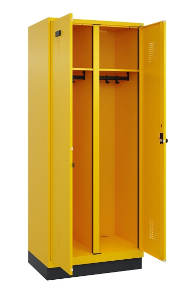 C+P Schwarz-Weiß-Spind Evolo PLUS, mit Sockel, 2 Abteile, 1950x800x500mm, 1023/1, Drehriegel, 049022-22 S10022