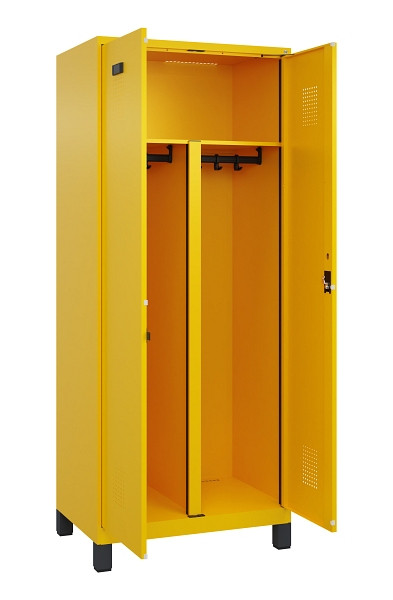 C+P PSA Schwarz-Weiß-Spind Evolo PLUS, mit Füßen, 2 Abteile, 1950x800x500mm, 10, Zylinderschloss, 049012-22P S10049