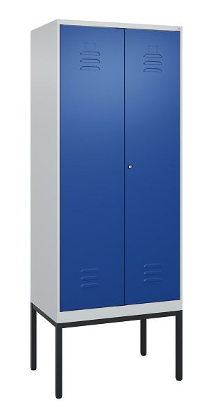 C+P Umkleidespind Classic PLUS SW, Gestell, 2 Abteile, 2120x800x500mm, 7035/5010, Zylinderschloss, 0800327-22 S10018