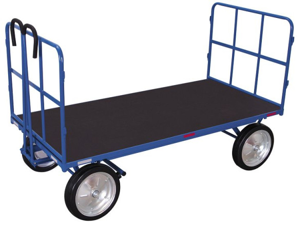 VARIOfit Handpritschenwagen mit 2 Rohrgitterwänden, Außenmaß: 2.065 x 1.015 x 1.340 mm, RAL 5010 enzianblau, Radsatz: Vollgummibereifung, zu-42201