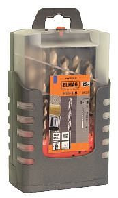 ELMAG HSS Co5-Spiralbohrerkassette DIN 338, PREMIUM25teilig, Ø 1-13mm - Titan, 82030