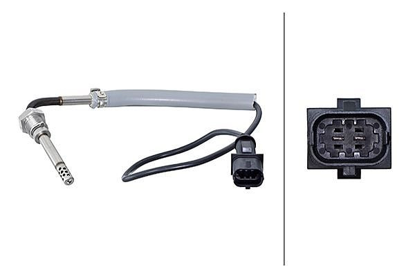 HELLA Sensor, Abgastemperatur, 2-polig, geschraubt, Kabel: 430mm, 6PT 010 376-371