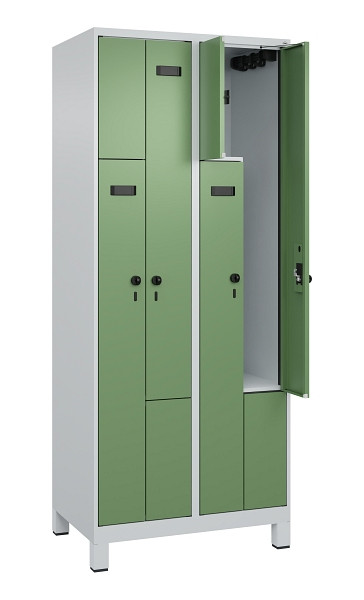 C+P Z-Spind Evolo PLUS, Füße, 4 Fächer, 1950x800x500mm, 7035/6011, Drehriegel, 049013-224 S10006