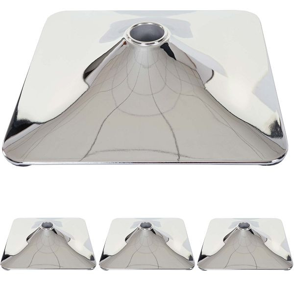 Mendler 4er-Set Fußteller Fußplatte Fuß für Barhocker Barstuhl Drehstuhl Esszimmerstuhl, rechteckig chrom Ø 37,5cm, 4x64057