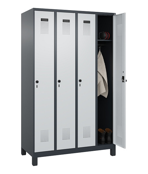 C+P Spind Evolo PLUS, mit Füßen, 4 Abteile, 1950x1200x500mm, 7016/7035, Verschluss Drehriegel, Ablageböden 4, 049010-40 S10017