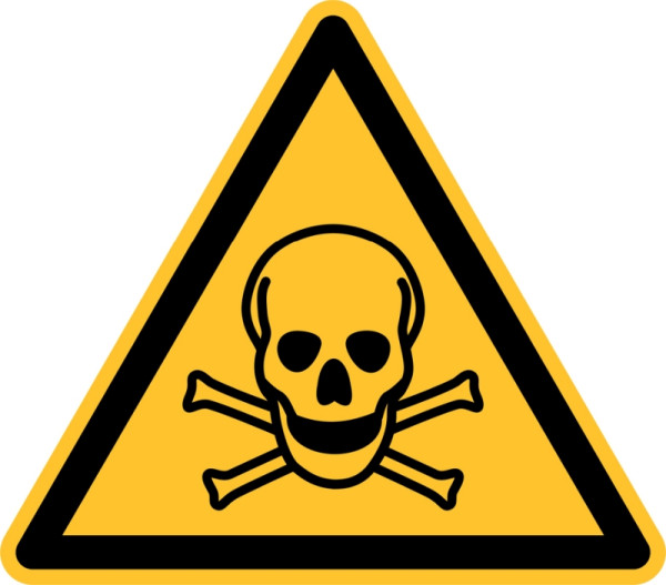 Eichner Warnschild "Warnung vor tödlicher Gefahr", Seitenlänge 20 cm, PVC-Folie, selbstklebend für Innen- und Außenbereiche, 9225-12110-020